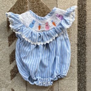 Baby Girl Easter Romper with Ruffle Trim